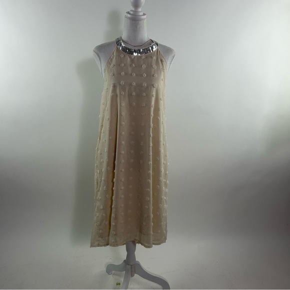 Dresses & Skirts - Vintage Cream Dress with White Lifted Polka Dots